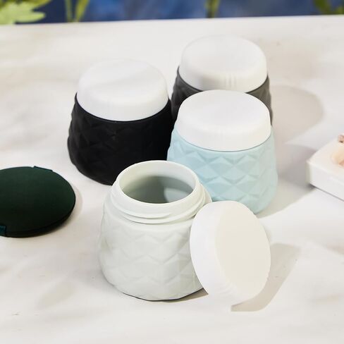 Travel Size Containers for Toiletries, TSA Approved Travel Size Toiletries Silicone Cosmetic Cream Jars, Leak-Proof Refillable Containers W/Clear Bag (GRAY, 3OZ) in Kuwait