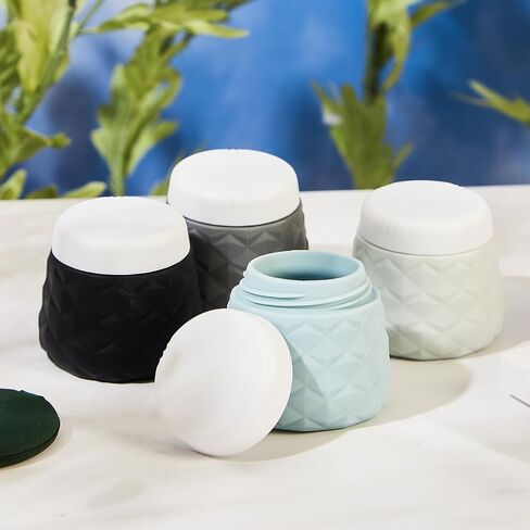 Travel Size Containers for Toiletries, TSA Approved Travel Size Toiletries Silicone Cosmetic Cream Jars, Leak-Proof Refillable Containers W/Clear Bag (GRAY, 3OZ) in Kuwait