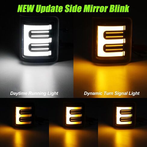 LED Tow Mirror Sequential Turn Signal Lights Compatible with 2008-2016 F250 F350 F450 F550 Super Duty 2013-2014 F150 White Driving/Parking Light Amber Blinker 2PCS Clear Lens in Kuwait