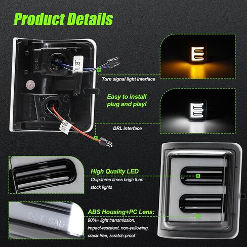 LED Tow Mirror Sequential Turn Signal Lights Compatible with 2008-2016 F250 F350 F450 F550 Super Duty 2013-2014 F150 White Driving/Parking Light Amber Blinker 2PCS Clear Lens in Kuwait