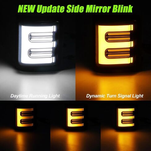 LED Tow Mirror Sequential Turn Signal Lights Compatible with 2008-2016 F250 F350 F450 F550 Super Duty 2013-2014 F150 White Driving/Parking Light Amber Blinker 2PCS Clear Lens in Kuwait