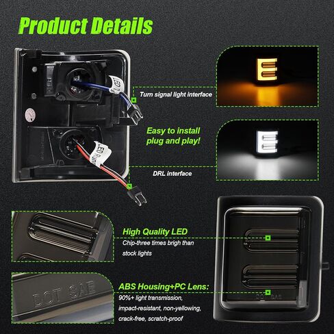 LED Tow Mirror Sequential Turn Signal Lights Compatible with 2008-2016 F250 F350 F450 F550 Super Duty 2013-2014 F150 White Driving/Parking Light Amber Blinker 2PCS Clear Lens in Kuwait