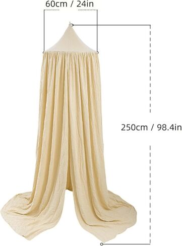 مظلة سرير قطنية للأطفال، ستارة معلقة لسرير الأطفال في غرفة الأطفال، شبكة ناموسية، مخبأ، زينة زاوية القراءة للأطفال، لون باستيل محايد للأولاد والبنات (كاكي) in Kuwait