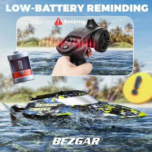 قارب Bezgar RC ، قارب التحكم عن بُعد 14 بوصة-يدير الذات ، 40 دقيقة ثنائية الثنائية ، 32 كيلومترًا من قوارب RC سريعة للأطفال والبالغين مع مصابيح LED للسباحة والبحيرة والمحيطات والمقاومة للماء وحقيبة in Kuwait
