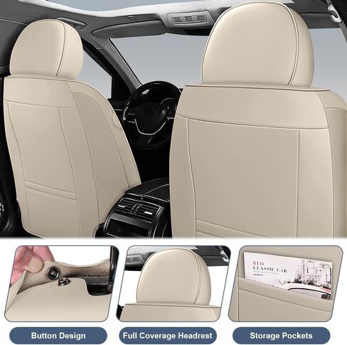 أغطية مقاعد السيارة لسيارة Hyundai IONIQ 5 2022-2026، أغطية مقاعد من جلد نابا بتغطية كاملة مع دعم أسفل الظهر، مقاومة للماء ومضادة للخدش طوال الموسم (مجموعة كاملة، بيج-قهوة) in Kuwait