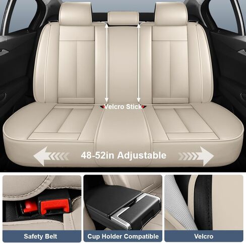 أغطية مقاعد السيارة لسيارة Hyundai IONIQ 5 2022-2026، أغطية مقاعد من جلد نابا بتغطية كاملة مع دعم أسفل الظهر، مقاومة للماء ومضادة للخدش طوال الموسم (مجموعة كاملة، بيج-قهوة) in Kuwait