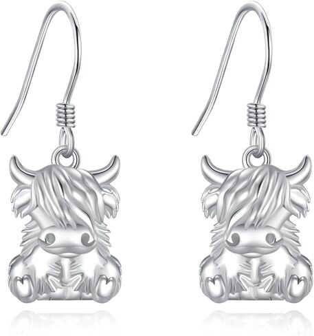 المرتفعات البقرة أقراط 925 الاسترليني الشظية المرتفعات البقرة لطيف استرخى القرط البقرة مجوهرات تحت عنوان هدايا للنساء in Kuwait