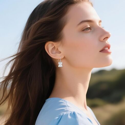 المرتفعات البقرة أقراط 925 الاسترليني الشظية المرتفعات البقرة لطيف استرخى القرط البقرة مجوهرات تحت عنوان هدايا للنساء in Kuwait