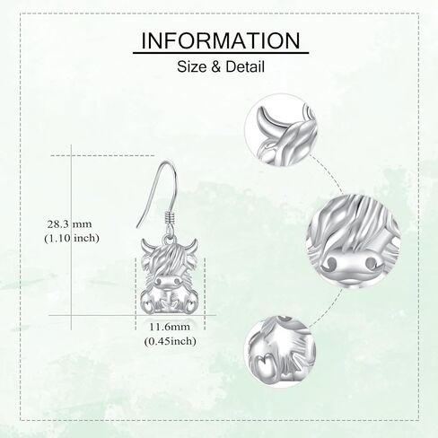 المرتفعات البقرة أقراط 925 الاسترليني الشظية المرتفعات البقرة لطيف استرخى القرط البقرة مجوهرات تحت عنوان هدايا للنساء in Kuwait