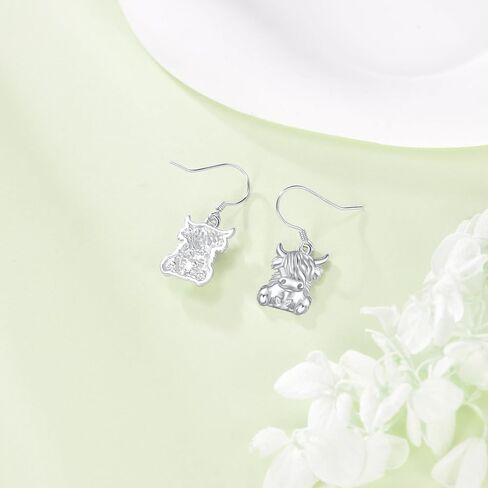 المرتفعات البقرة أقراط 925 الاسترليني الشظية المرتفعات البقرة لطيف استرخى القرط البقرة مجوهرات تحت عنوان هدايا للنساء in Kuwait