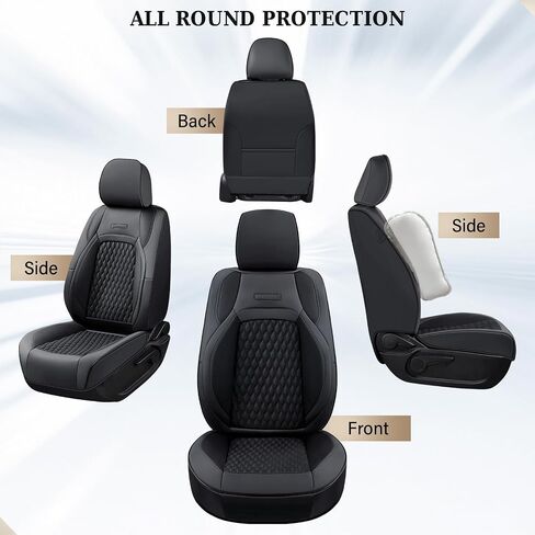 أغطية مقاعد أمامية Coverado مخصصة لسيارة Chevy Silverado/GMC Sierra 2007-2025 1500، 2015-2025 2500HD 3500HD طاقم/كابينة مزدوجة/ممتدة - جلد صناعي مقاوم للماء (أسود) in Kuwait