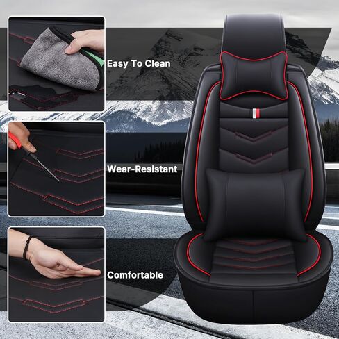 Car Seat Cover 8 Seats for GMC Yukon 2000-2025, Waterproof Durable Premium Leather Car Seat Protector, Comfortable Anti-Slip Stylish Sport Seat Cover(8 Seats Luxury,Black Red) in Saudi Arabia
