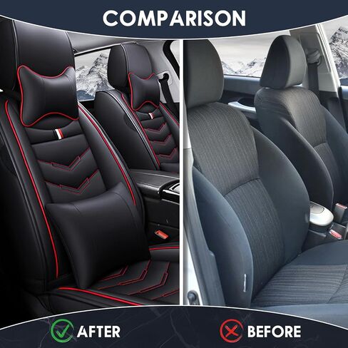 Car Seat Cover 8 Seats for GMC Yukon 2000-2025, Waterproof Durable Premium Leather Car Seat Protector, Comfortable Anti-Slip Stylish Sport Seat Cover(8 Seats Luxury,Black Red) in Saudi Arabia