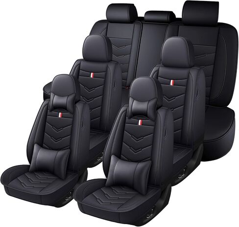 Car Seat Cover 7 Seats for GMC Yukon XL 2007-2025, Waterproof Durable Premium Leather Car Seat Protector, Comfortable Anti-Slip Stylish Sport Seat Cover(7 Seats Luxury,Black) in Kuwait