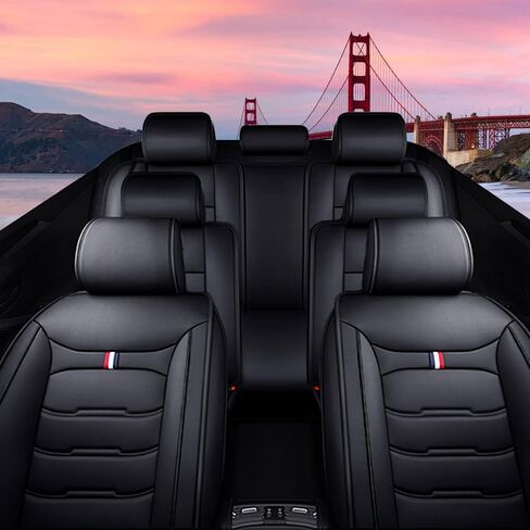 Car Seat Cover 7 Seats for GMC Yukon XL 2007-2025, Waterproof Durable Premium Leather Car Seat Protector, Comfortable Anti-Slip Stylish Sport Seat Cover(7 Seats Luxury,Black) in Kuwait