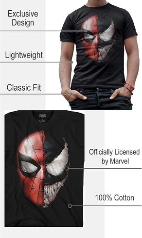 Marvel Spiderman Venom Spidey Faces Adult Mens T-Shirt in Saudi Arabia