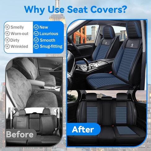 Car Seat Covers Compatible with Dodge Charger 2006-2025 Wear-Resistant Premium Material, Skin Friendly Touch, Zipper Design Seat Cover(2 Pcs Front, Black Blue) in Saudi Arabia