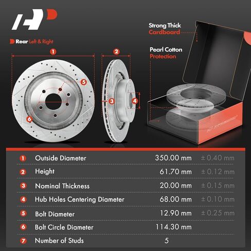 A-Premium 13.78 inch (350mm) Rear Drilled and Slotted Disc Brake Rotors + Ceramic Pads Kit Compatible with Select Nissan and Infiniti Models - 370Z 2009-2020, Z 2023, G37 2008-2013, Q60, 6-PC Set in Saudi Arabia