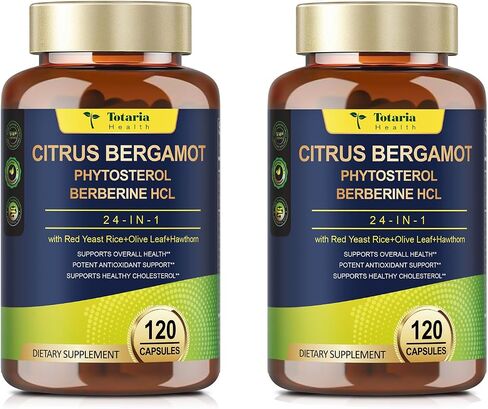 Totaria Citrus Bergamot Supplement for High Cholesterol - Italian Citrus Bergamot Supplement & Plant Sterols Stanols for Man and Woman Cholesterol Health, Vegan, Non-GMO, 120 Counts in Saudi Arabia