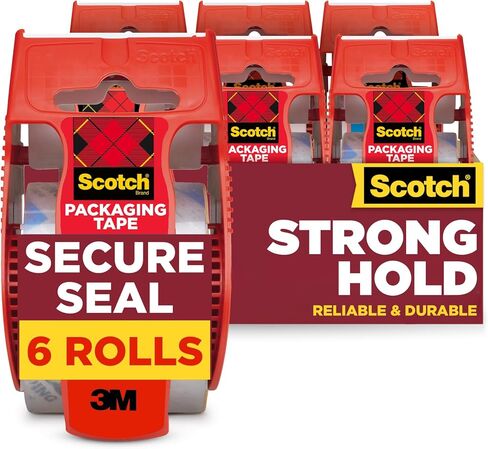 Scotch Secure Seal Packaging Tape, Packing Tape for Shipping and Moving, 1.88 in x 54.6 yd, 6-Pack in Kuwait