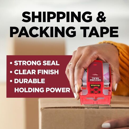 Scotch Secure Seal Packaging Tape, Packing Tape for Shipping and Moving, 1.88 in x 54.6 yd, 6-Pack in Kuwait