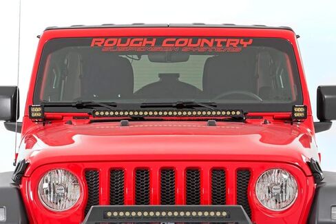 مجموعة مصابيح LED لغطاء محرك السيارة باللون الأسود مقاس 30 بوصة من سلسلة Rough Country لسيارة 18-23 Jeep JL/JT - 70054 in Saudi Arabia