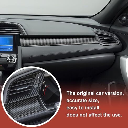 23 Pcs Carbon Fiber Console Center Dashboard Cover, Gear Shift Panel Trim, Steering Wheel Trims, Door Side Panel Cover Trim Compatible with Honda Civic 10th Gen 2016-2021 in Saudi Arabia