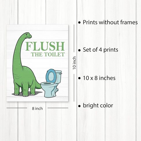 PUHEI Kids Construction ديناصور جدار ديكور يطبع مجموعة من 4، ديناصور الفصول الدراسية ديكور غرفة اللعب، دينو البناء ملصقات الحائط ديكورات للأطفال الأولاد ملصق يطبع (8x10 بوصة غير مؤطرة) in Kuwait