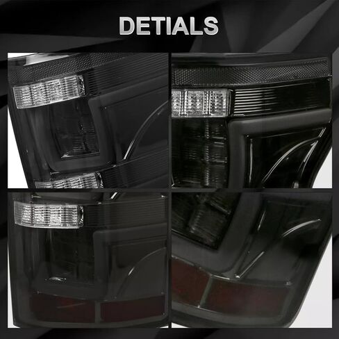 أضواء خلفية لـ 2015-2017 Ford F-150 F150 Pickup مصابيح فرامل خلفية LED كاملة يسار + يمين، دخان أسود in Kuwait