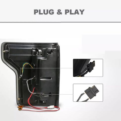 أضواء خلفية لـ 2015-2017 Ford F-150 F150 Pickup مصابيح فرامل خلفية LED كاملة يسار + يمين، دخان أسود in Kuwait