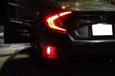 iJDMTOY عدسات مدخنة داكنة 54-SMD LED مصابيح عاكسة للضوء متوافقة مع 2016-2021 Honda Civic Sedan/Coupe، تعمل كمصابيح ضباب خلفية وخلفية in Saudi Arabia