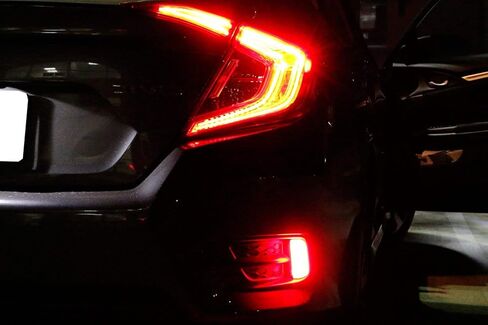 iJDMTOY عدسات مدخنة داكنة 54-SMD LED مصابيح عاكسة للضوء متوافقة مع 2016-2021 Honda Civic Sedan/Coupe، تعمل كمصابيح ضباب خلفية وخلفية in Saudi Arabia