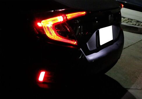 iJDMTOY عدسات مدخنة داكنة 54-SMD LED مصابيح عاكسة للضوء متوافقة مع 2016-2021 Honda Civic Sedan/Coupe، تعمل كمصابيح ضباب خلفية وخلفية in Saudi Arabia