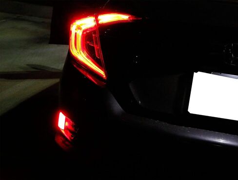 iJDMTOY عدسات مدخنة داكنة 54-SMD LED مصابيح عاكسة للضوء متوافقة مع 2016-2021 Honda Civic Sedan/Coupe، تعمل كمصابيح ضباب خلفية وخلفية in Saudi Arabia