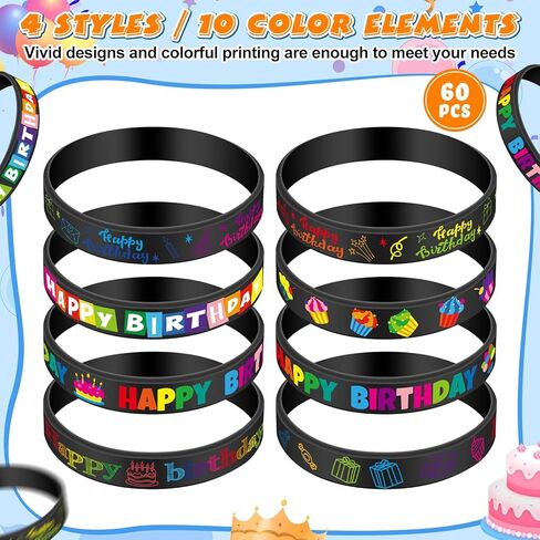 Cunno 30 Pcs Birthday Rubber Bracelets Colorful Silicone Stretch Wristbands Birthday Classroom Gifts for Kids Students Teacher Reward Back to School Birthday Party Favors Classroom Supplies (White) in Kuwait