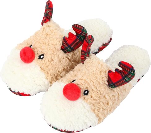 Christmas Slippers for Women Men Elf Shoes Furry Home Nonslip Slippers Comfy Bedroom Christmas Slippers Indoor Outdoor Shoes in Kuwait