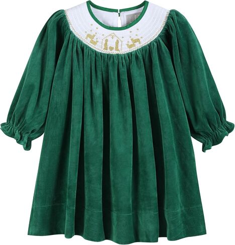 Lil cactus Baby and Girls Christmas Smocked Bishop Dress in Kuwait