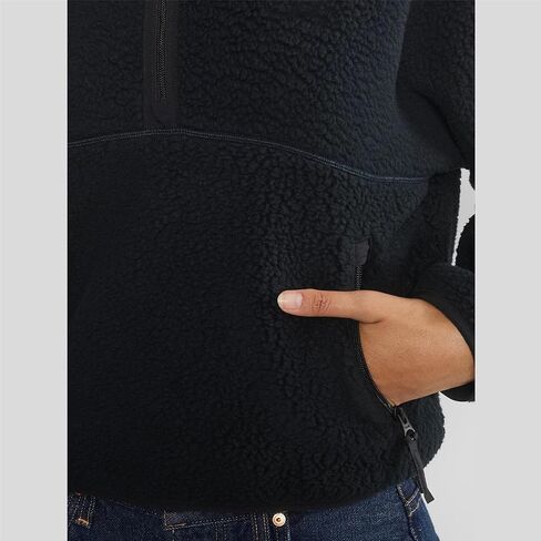 Women Pullover Sweatshirt Sherpa Cropped Fleece Jacket Half Zip Fuzzy Clothes Trendy Fall Jackets with Pockets in Saudi Arabia