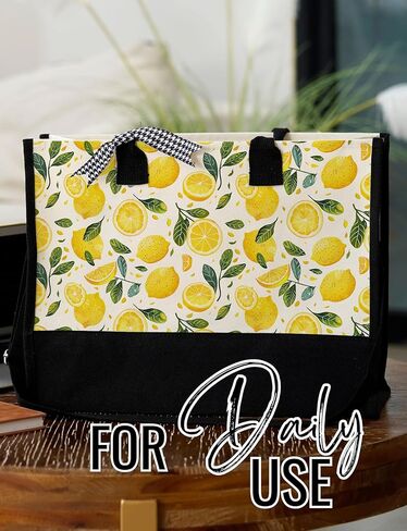 InnoBeta Lemon Gifts for Her Canvas Tote Bag with Top Zipper Closure and Shoulder Strap in Saudi Arabia