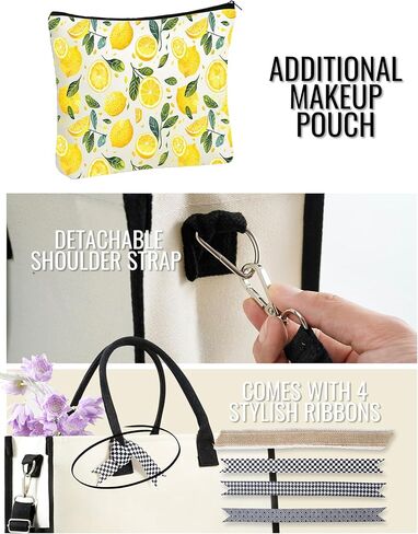 InnoBeta Lemon Gifts for Her Canvas Tote Bag with Top Zipper Closure and Shoulder Strap in Saudi Arabia