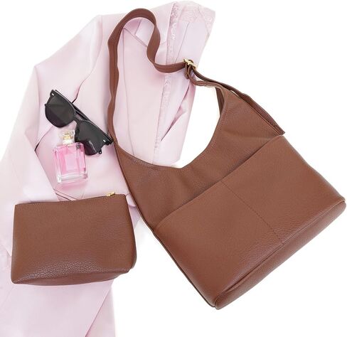 Slouchy Hobo Bags for Women - Soft Vegan Leather Large Tote Handbag with Coin Purse, Trendy Crossbody Shoulder Bag for Work in Kuwait