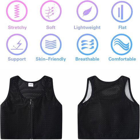 JARAZIN Chest Binder for Women FTM Transgender Zip Up Breast Binder Breathable Cool Fabric Tank Top in Kuwait