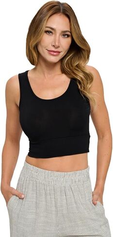Women Crop Tank Tops, Sleeveless Double Lined Tank for Women, Viscose Made from Bamboo Top-Made in USA in Kuwait