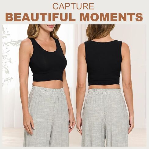 Women Crop Tank Tops, Sleeveless Double Lined Tank for Women, Viscose Made from Bamboo Top-Made in USA in Kuwait