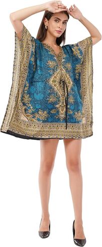 سترة نسائية قصيرة من Divine Threads بتصميم كيمونو قفطان بمقاس كبير من Dashiki Caftan ملابس صيفية للشاطئ in Kuwait