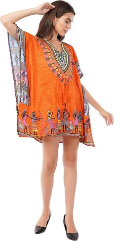 سترة نسائية قصيرة من Divine Threads بتصميم كيمونو قفطان بمقاس كبير من Dashiki Caftan ملابس صيفية للشاطئ in Kuwait