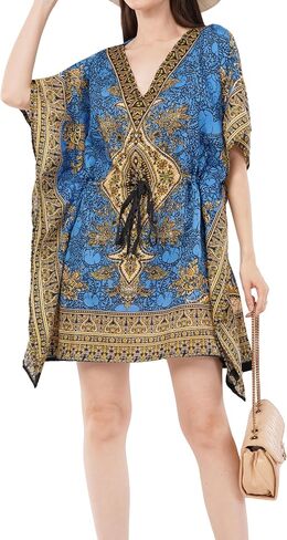 Divine threads Women’s Short Kimono Tunic Kaftan Plus Size Dashiki Caftan Summer Beach Wear in Saudi Arabia