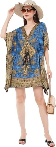 Divine threads Women’s Short Kimono Tunic Kaftan Plus Size Dashiki Caftan Summer Beach Wear in Saudi Arabia