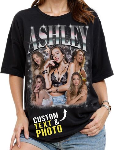 Custom Bootleg Rap Shirt with Photo Text, Vintage Custom Picture Shirt for Girlfriend, Boyfriend, Dad, Mom, Pet Lover Friend in Saudi Arabia