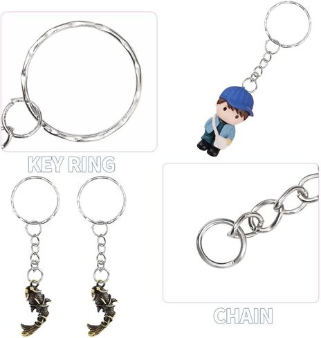 50pcs Metal Blank Keyring Split Rings DIY Lobster Clasp Key Pendant Chains Buckles Stainless Steel Keychain in Saudi Arabia